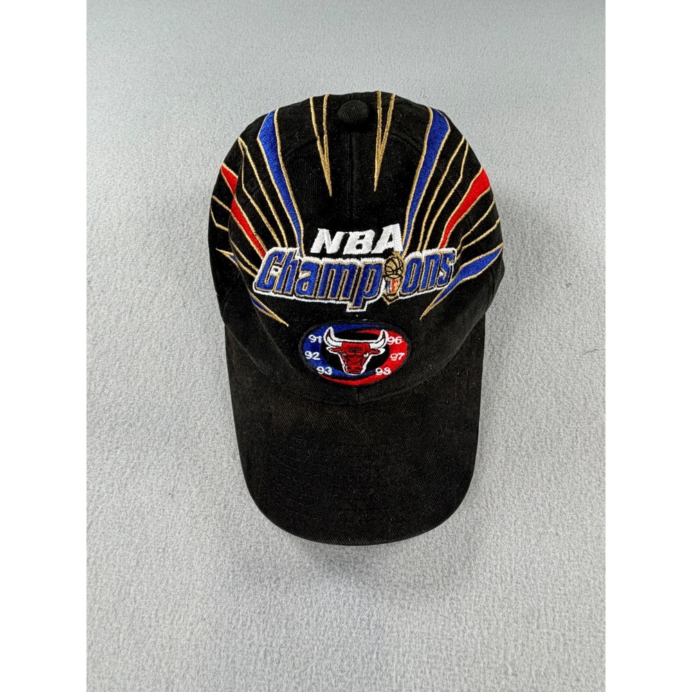 Vintage Starter Chicago Bulls NBA Champions Hat Black 6-Time Champs Strapback